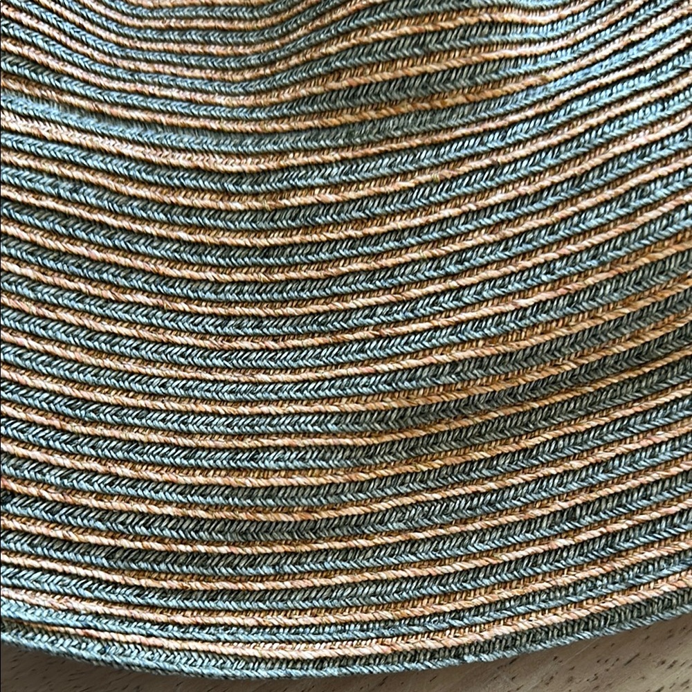 Eric Javits Striped Tan and Green straw hat - Picture 6 of 6